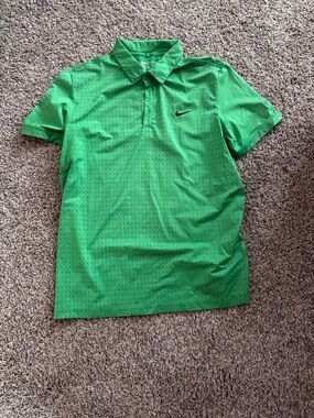 Nike Green Short-Sleeve Polo with Black Swoosh